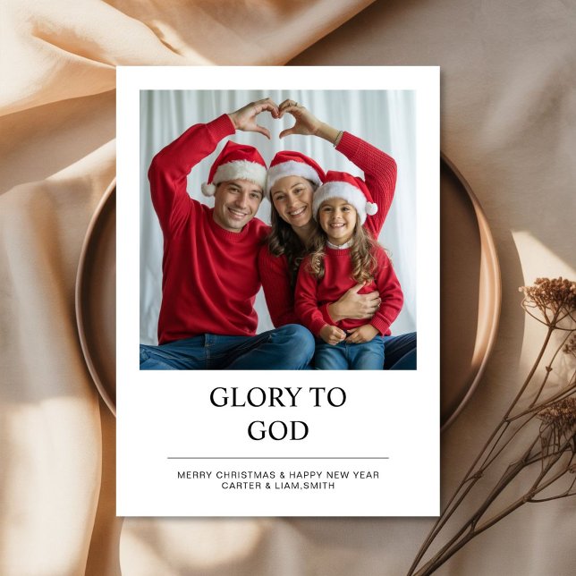 Glory to God Faith Family Christmas Photo Card (Creator Uploaded)