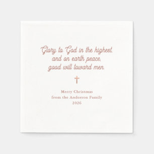 Glory to God Faux Rose Gold Look Christmas Napkin