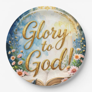 Glory to God - Golden text dedication with Bible Paper Plate