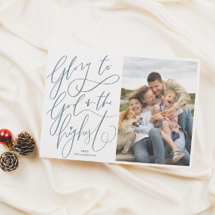 Glory To God Hand Lettered Christmas Holiday Photo