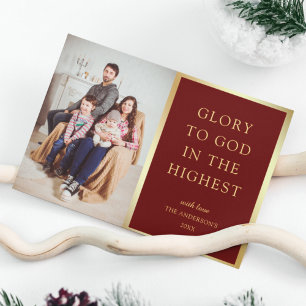 Glory To God In The Highest   Christmas Photo Holiday Card