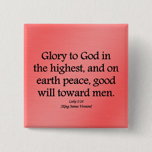 Glory to God in the highest Luke 2:14 15 Cm Square Badge