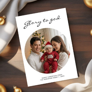 Glory to God Joyful Family photo christmas card