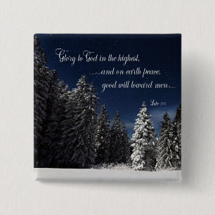 Glory to God - Luke 2:14 15 Cm Square Badge