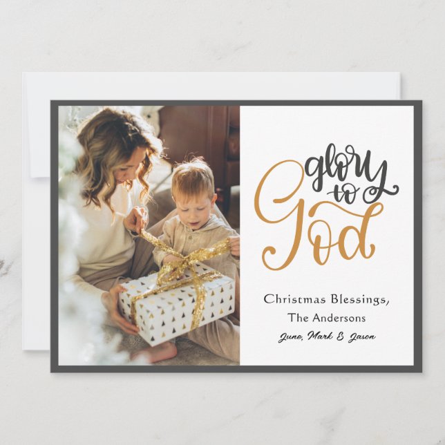 Glory to God Luke 2:14 Bible Verse Christmas Photo Holiday Card (Front)