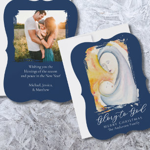 Glory to God Madonna and Child Family Photo Holiday Card