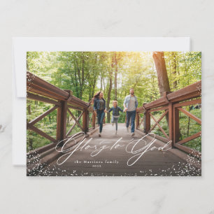Glory to God one photo religious Christmas Holiday Card