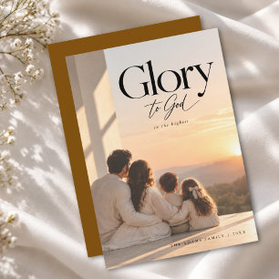 Glory To God Peaceful Religious Photo Christmas Holiday Card