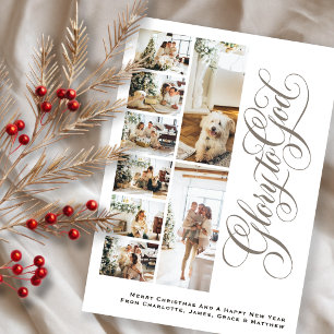Glory to God Personalised 8 Photo Christmas Holiday Card
