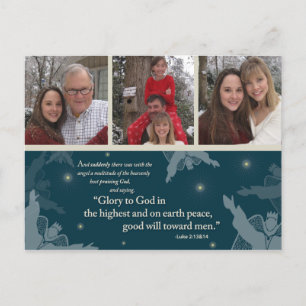 Glory to God Postcard 3 family photos (teal)