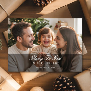 Glory to God Rejoice Family Christmas Photo card