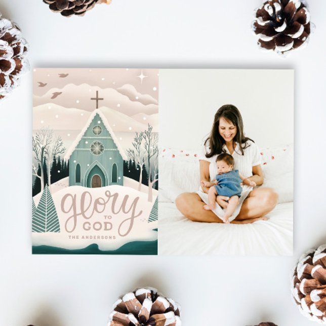Glory to God | Religious Christmas Church Photo Holiday Card (Creator Uploaded)