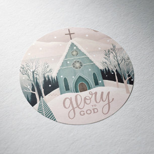 Glory to God Religious Christmas Winter Church Classic Round Sticker