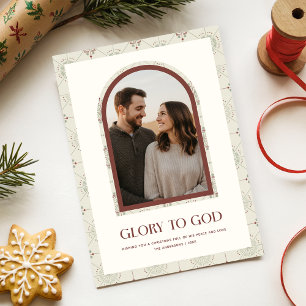 Glory To God Religious Family Arch Photo Christmas Holiday Card