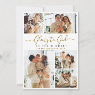 Glory to God Religious Photo Collage Christmas Holiday Card