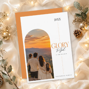 Glory To God Religious Sunset Photo Christmas Holiday Card