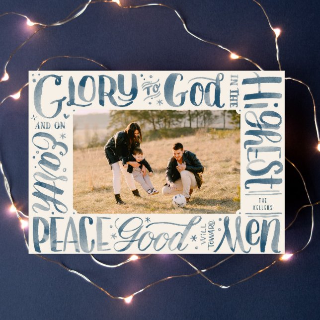 Glory to God Watercolor Brush Lettering Holiday Card (Creator Uploaded)