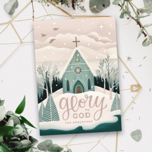 Glory to God. Winter church Religious Christmas Holiday Card
