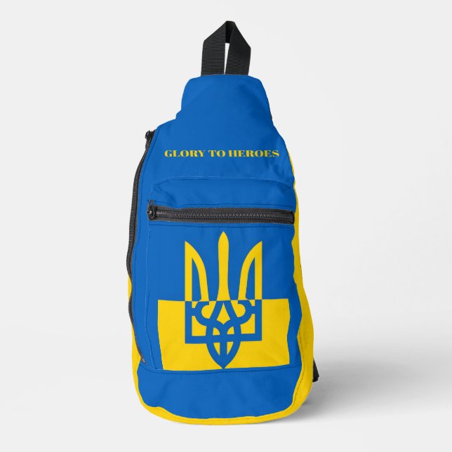 GLORY TO HEROES. UKRAINE. TRIDENT.  SLING BAG (Front)