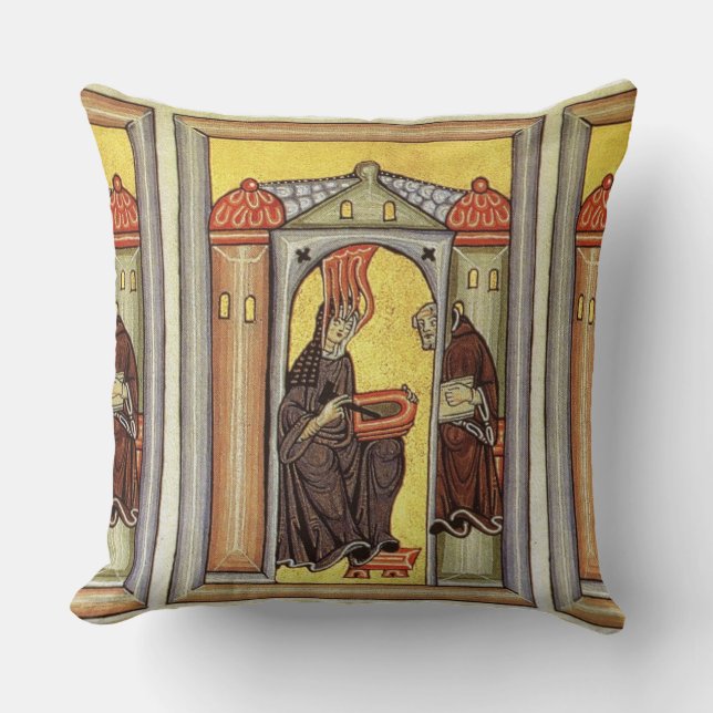 glory to hildegard of bingen cushion (Front)