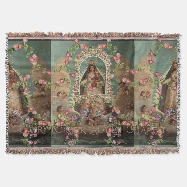 GLORY TO OUR LADY OF CHARITY THROW BLANKET (Front)