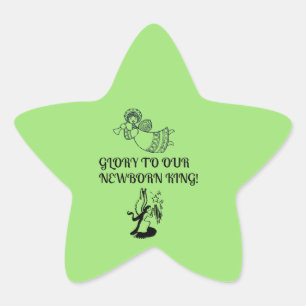 Glory To Our Newborn King Angel Playing Horn Star Sticker