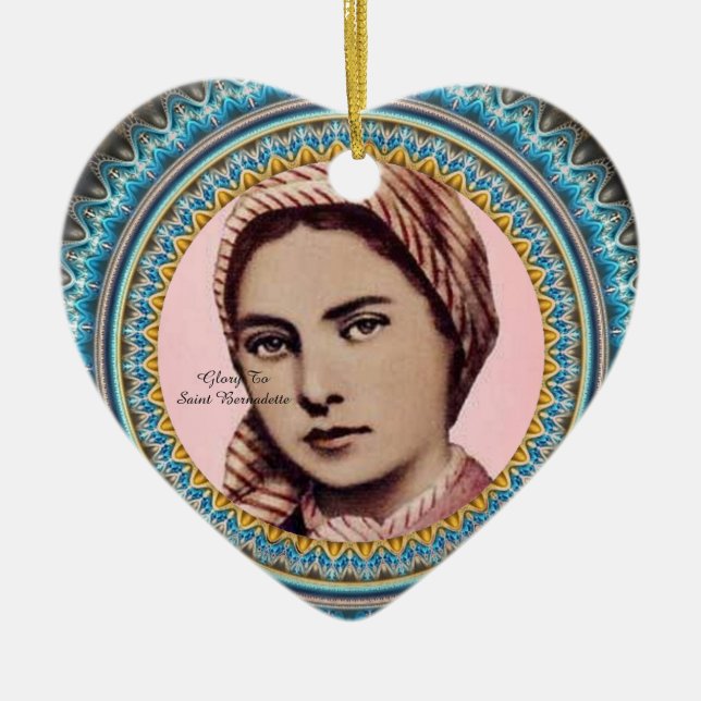 Glory To Saint Bernadette Ceramic Tree Decoration (Front)