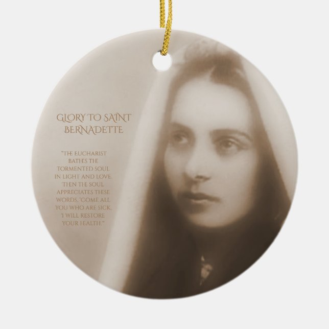 Glory To Saint Bernadette Ceramic Tree Decoration (Front)