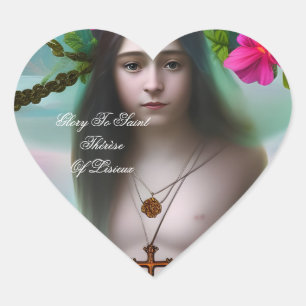 glory to saint therese of lisieux heart sticker