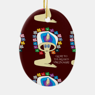 GLORY TO THE BLESSED VIRGIN MARY CERAMIC TREE DECORATION