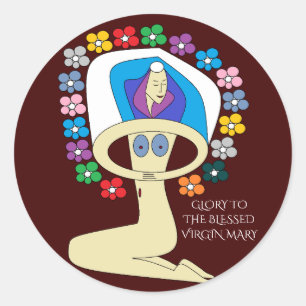 GLORY TO THE BLESSED VIRGIN MARY CLASSIC ROUND STICKER
