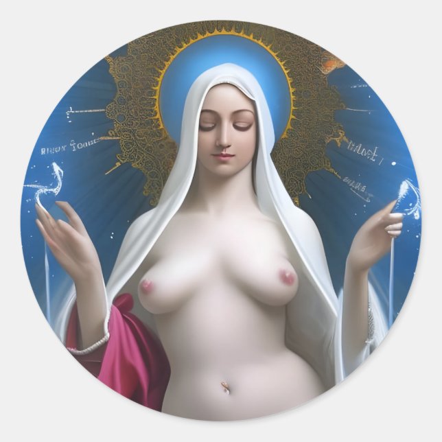Glory To The Divine Breast of Mary Classic Round S Sticker (Front)