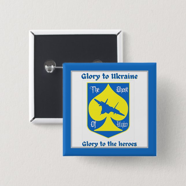 Glory To The Heroes Ukraine Fighter Ace  15 Cm Square Badge (Front & Back)