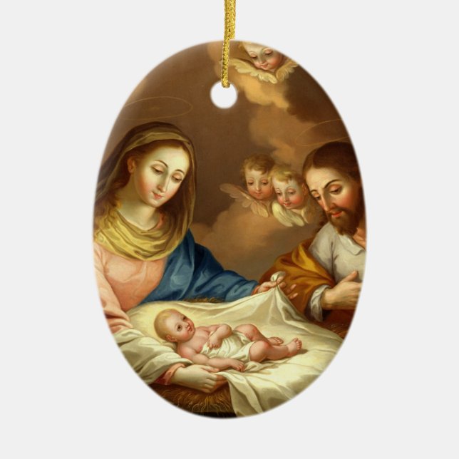 GLORY TO THE HOLY FAMILY CERAMIC TREE DECORATION (Front)