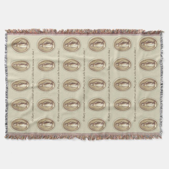 glory to the miraculous medal throw blanket (Front)