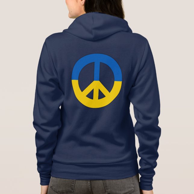 Glory to Ukraine written in Ukrainian, peace sign Hoodie (Back)