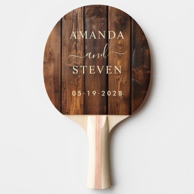 Gloss Stain Boards Couple Names with Wedding Ping Pong Paddle (Front)
