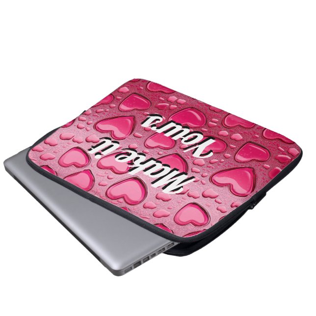 Glossy 3D Pink Jelly Hearts Laptop Sleeve (Front Bottom)