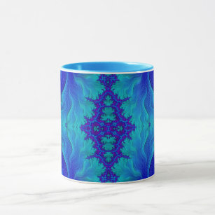 GLOSSY 3D Zany Blue Purple Fractal ~ Mug
