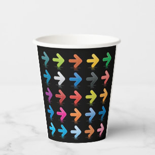 Glossy Arrows Set Vibrant Directional Pointers Paper Cups