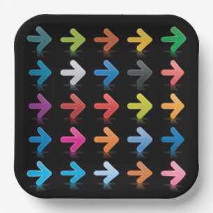 Glossy Arrows Set Vibrant Directional Pointers Paper Plate