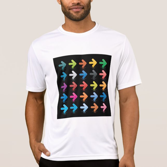 Glossy Arrows Set Vibrant Directional Pointers T-Shirt (Front)