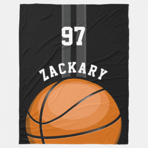 Glossy BasketBall Black Fleece Blanket