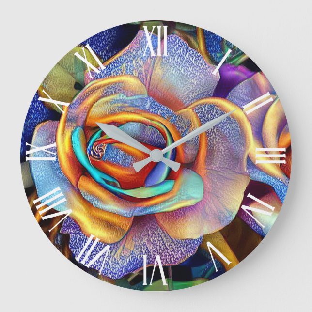 Glossy Beautiful Unique Rose Art Dream Large Clock (Front)