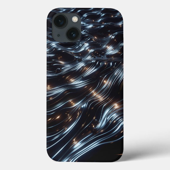 Glossy Black Chrome Liquid Phone Case - Abstract  (Back)