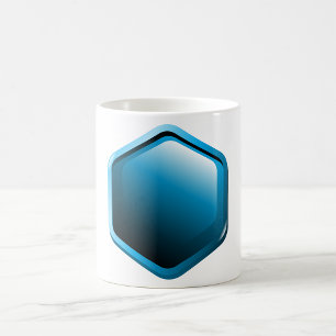 Glossy Blue Hexagon Icon Modern Geometric Coffee Mug