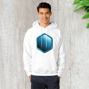 Glossy Blue Hexagon Icon Modern Geometric Hoodie