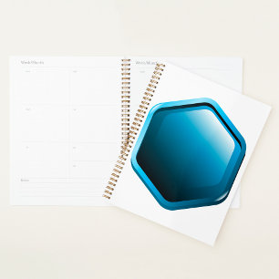 Glossy Blue Hexagon Icon Modern Geometric Planner