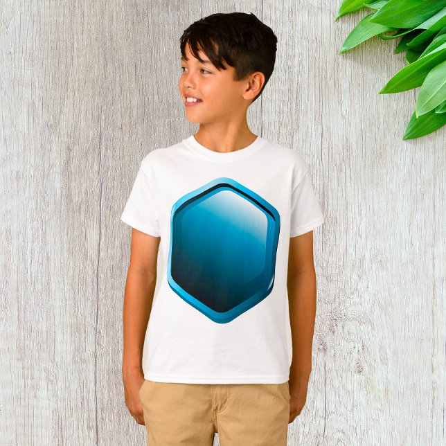 Glossy Blue Hexagon Icon Modern Geometric T-Shirt (Creator Uploaded)