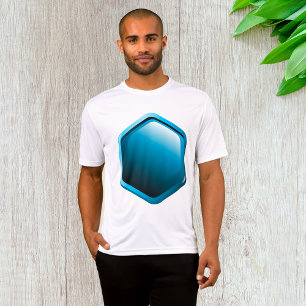 Glossy Blue Hexagon Icon Modern Geometric T-Shirt